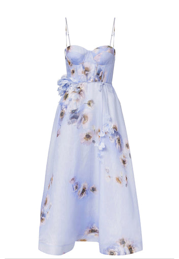 Sky Floral Applique Strappy Midi Dress - view 1