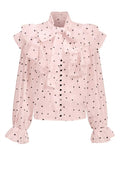 Pink Dotted Ruffle-Collar Blouse - view 1