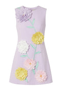 Lilac Floral Applique Mini Dress - view 1