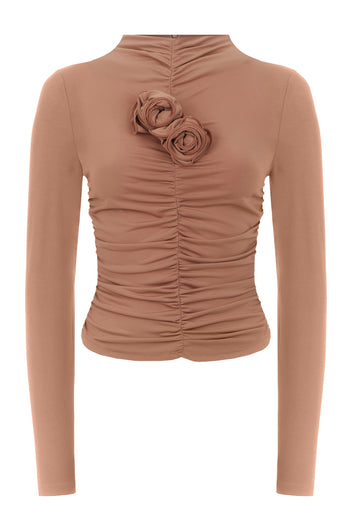 Camel Leopard Knit Top and Skirt Set - view 7