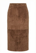 Brown Suede Panel Midi Skirt - view 1