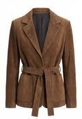 Brown Suede Belted Blazer