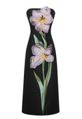 Black Orchid Print Column Dress