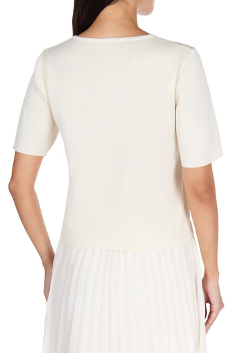 Ivory Short-Sleeve Shirt and Pleated Skirt Set - view 7