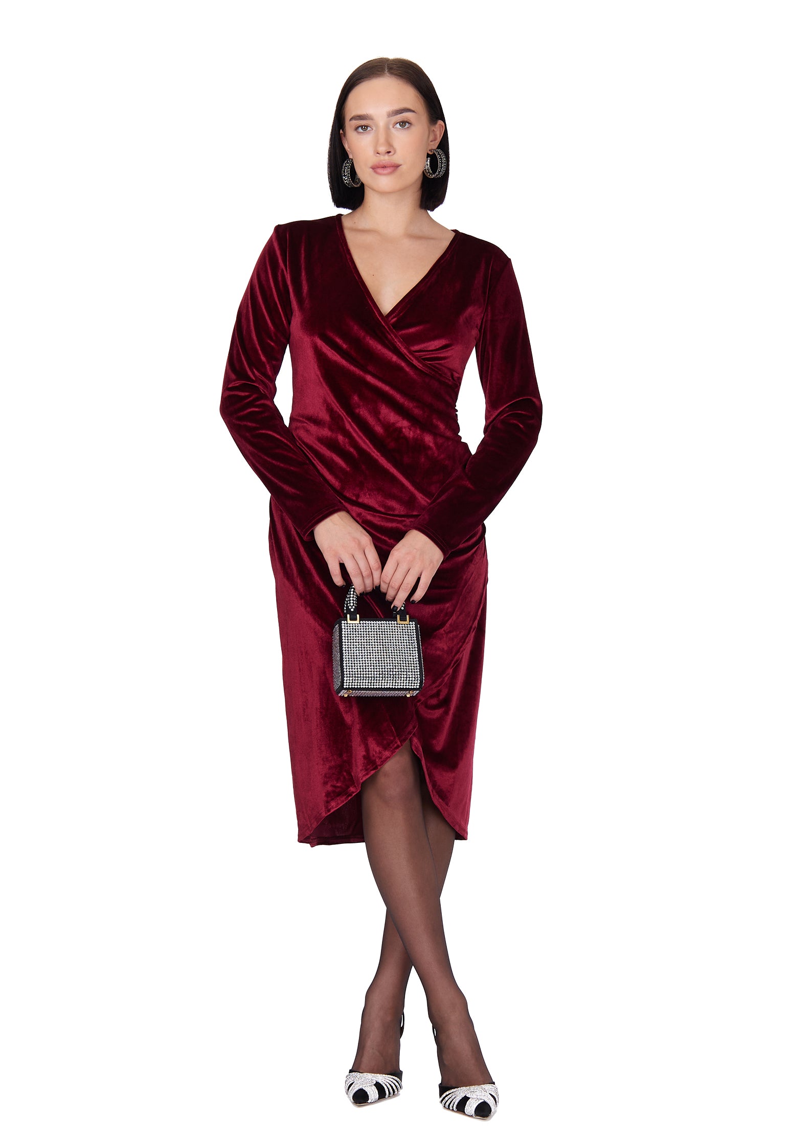 velvet wrap dress midi Burgundy | Sfilato Off White/Gold Made from a comfortable Sliding changing table for Color:Iridescent Aqua