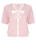 Pink Bow Short-Sleeve Knit Cardigan - view 1