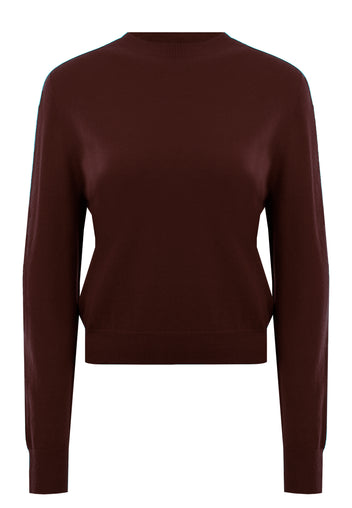 Wine Fine-Knit Crewneck Pullover - view 1