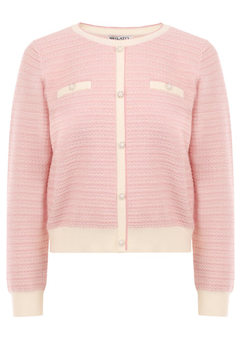 Pink Stripe Pocket Knit Cardigan - view 1