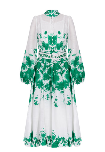Emerald Floral Embroidered Midi Dress - view 1
