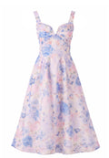 Pastel Floral Strappy Midi Dress