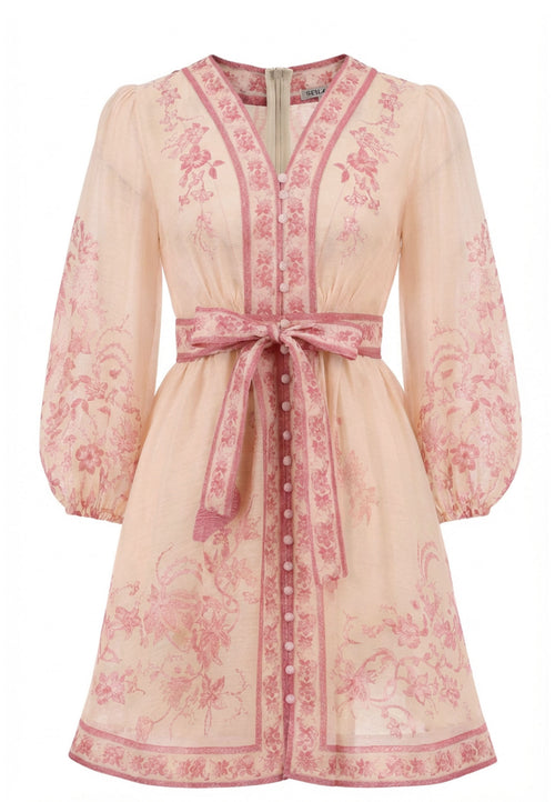 Beige and Coral Sfilato dress