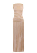 Beige Strapless Pleated Knit Set - view 1