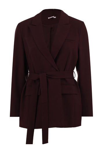 Wine Belted Tailored Blazer - view 1