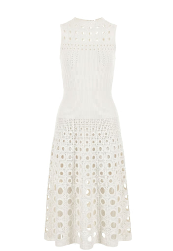 Ivory Eyelet Sleeveless Midi Dress - view 1