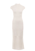 Ivory Pointelle Cap-Sleeve Column Dress - view 1