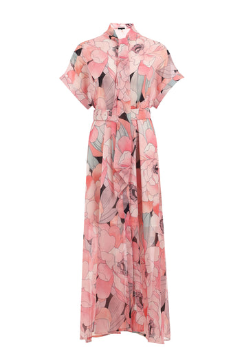 Pink Floral Shirt Dress - view 1