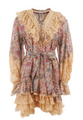 Blush Ruffled Floral Belted Mini Dress