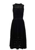 Black Open-Knit Sleeveless Midi Dress - view 1