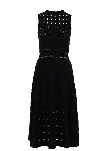 Black Open-Knit Sleeveless Midi Dress - view 1