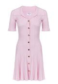 Pink Ribbed Button-Front Knit Mini Dress - view 1