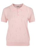 Pink Pointelle Short-Sleeve Knit Polo