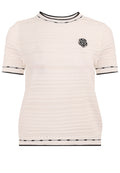 Ivory Pointelle Contrast-Trim Knit Top - view 1
