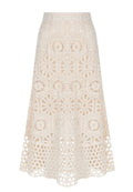 Ivory Eyelet A-Line Midi Skirt - view 1