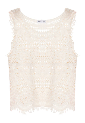 Ivory Fringe Sleeveless Top - view 1