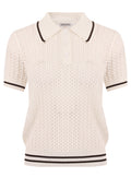 Ivory Open-Knit Polo Pullover - view 1