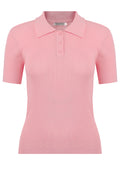 Pink Ribbed Short-Sleeve Knit Polo - view 1
