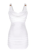 White Ruched Strappy Mini Dress - view 1