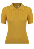 Mustard Ribbed Short-Sleeve Knit Polo - view 1