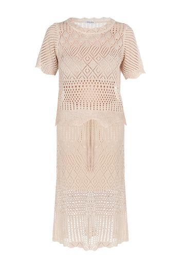 Ivory Pointelle Short-Sleeve Skirt Set - view 1