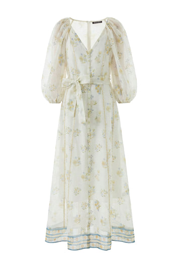 Sage Floral Long-Sleeve Maxi Dress - view 1