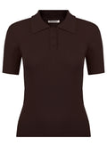 Chocolate Ribbed Short-Sleeve Knit Polo - view 1