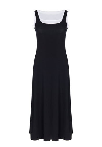 Black Sleeveless Knit Midi Dress - view 1