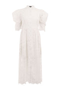 Ivory Lace Puff-Sleeve Midi Dress - view 1