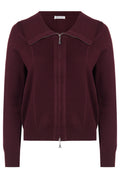 Wine Zip-Front Knit Cardigan - view 1