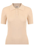 Cream Ribbed Short-Sleeve Knit Polo - view 1