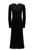 Black Velvet Twist-Front Midi Dress - view 1
