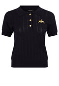 Navy Embroidered Short-Sleeve Knit Polo - view 1