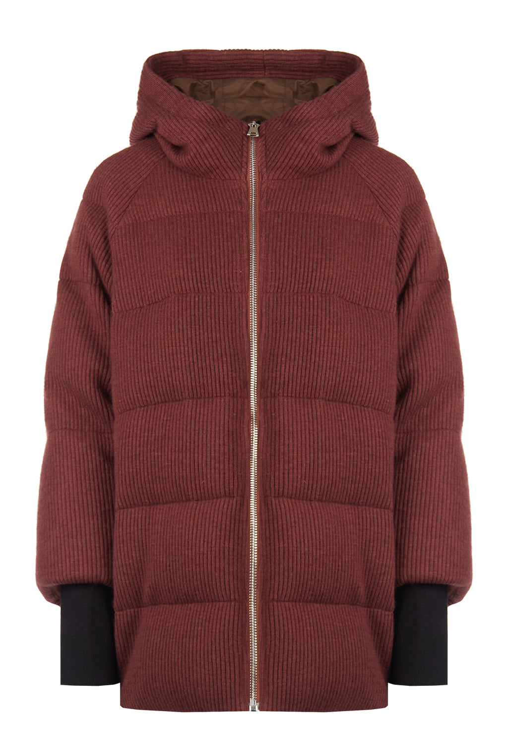 Burgundy Sfilato puffer jacket - view 1