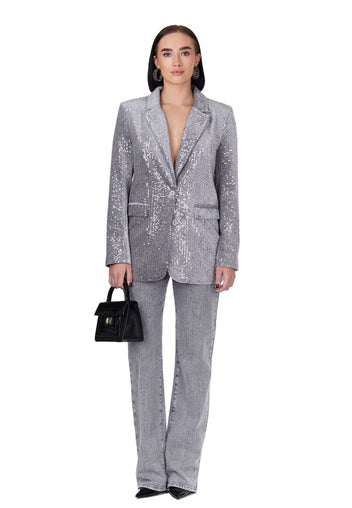 Silver Sequin Tailored Blazer - view 2