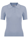 Sky Ribbed Short-Sleeve Knit Polo - view 1
