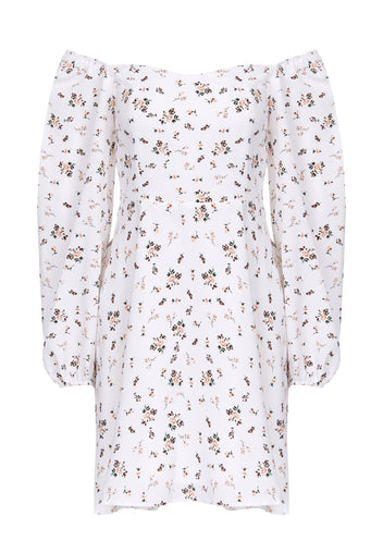 White Dotted Off-Shoulder Mini Dress - view 1