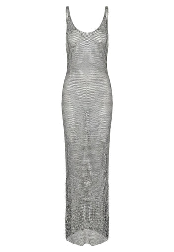 Silver Metallic Mesh Slip Dress - view 1