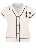 Ivory Floral-Trim Short-Sleeve Knit Cardigan - view 1