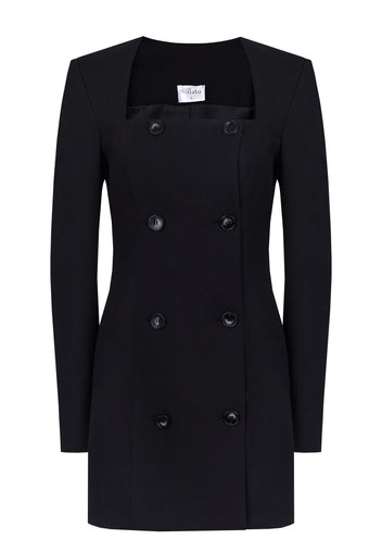 Black Double-Breasted Blazer Dress - view 1