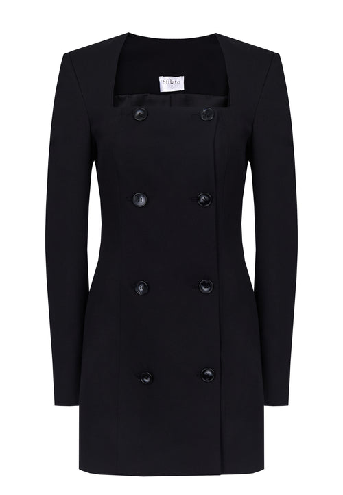 Black Double-Breasted Blazer Dress - view 1