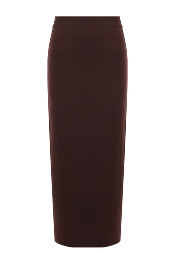 Chocolate Knit Pencil Midi Skirt - view 1